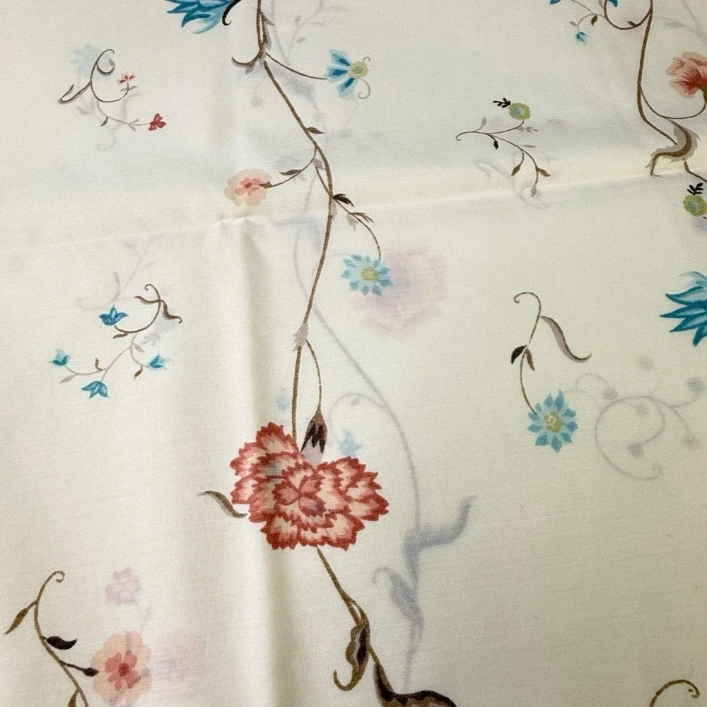 Pair Vintage JC Penney Folk Floral Pillowcases Standard No Iron Country Cottage